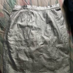Authentic Silver Geniune Leather Skirt Size 10